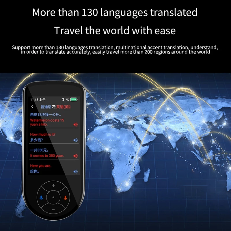 V600 Language Translation Device Real-Time Voice Translation Device Black For Learning, Business