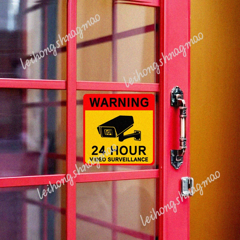 Whl #   ملصقات سيارات لمراقبة الفيديو على مدار 24 ساعة، ملصقات فينيل واقية من الشمس، علامات تحذيرية، ملحقات زينة نافذة السيارة