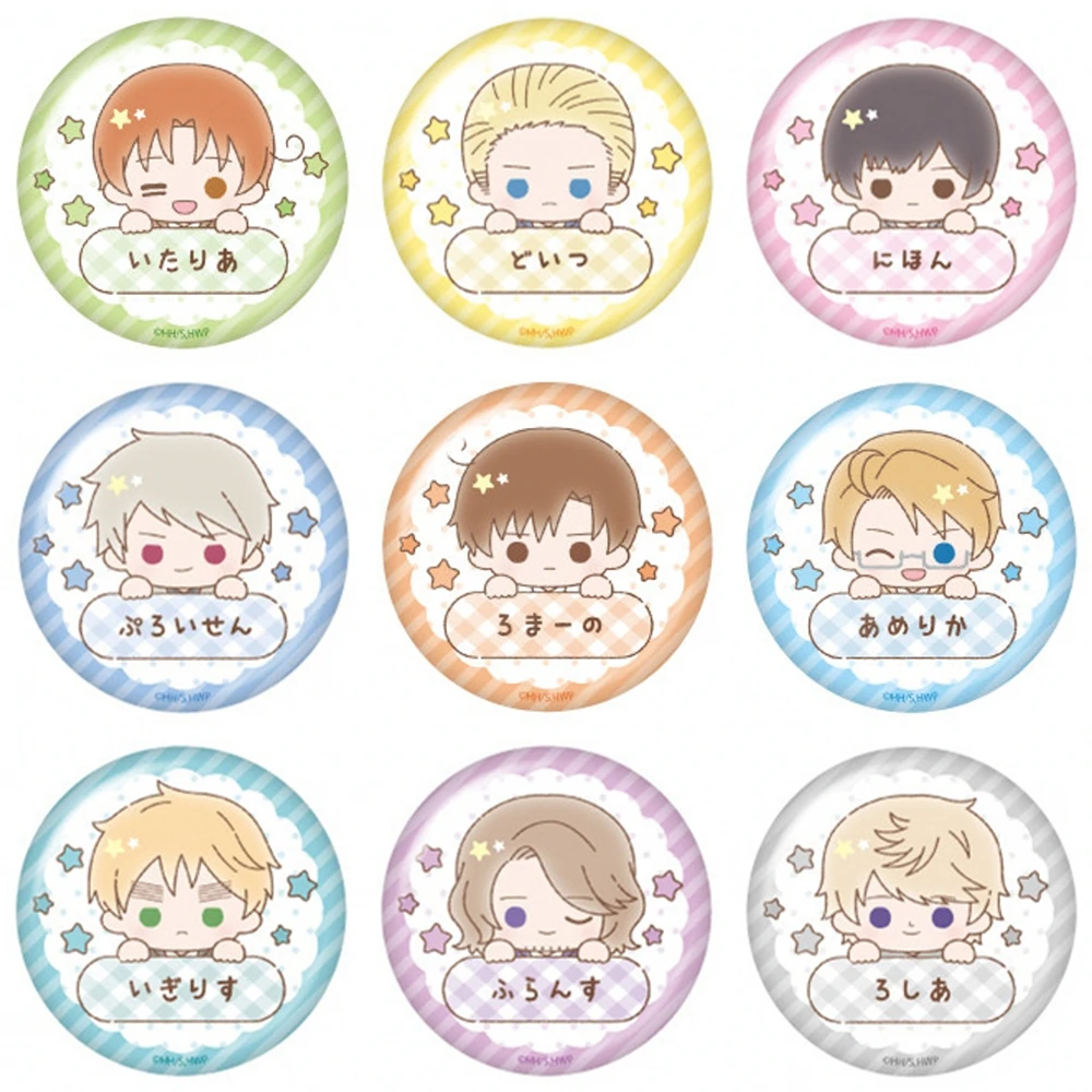 58mm Anime Hetalia Axis Powers Anna Braginskaya Feliciano Vargas Cosplay COSTUME Badge Pin SPTE Tinplate Brooch Prop Xmas Gift