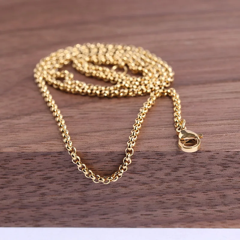 onwear 12pcs rose gold plated stainless steel 43cm long necklace chains for jewelry making diy accessories