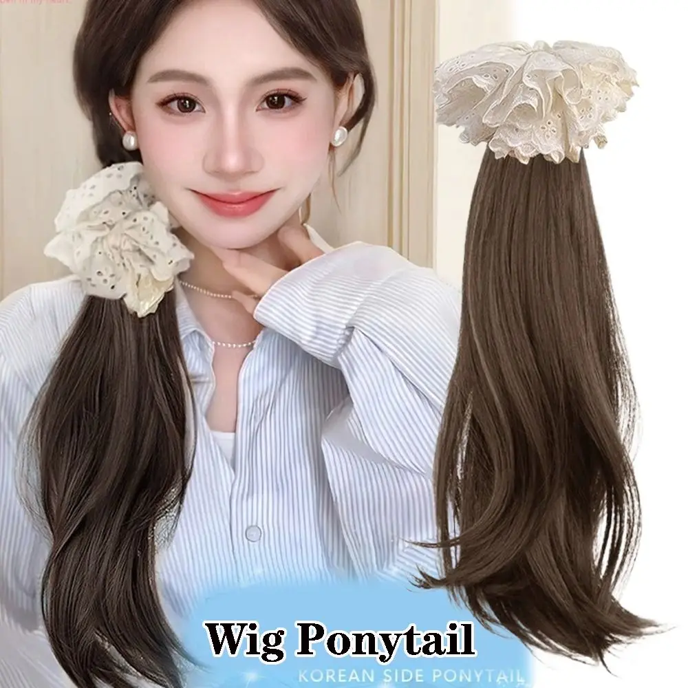 

New Plastic Flower Wig Ponytail Artificial Braided Lace headband Flower Wig Curly Ponytail Women Girls