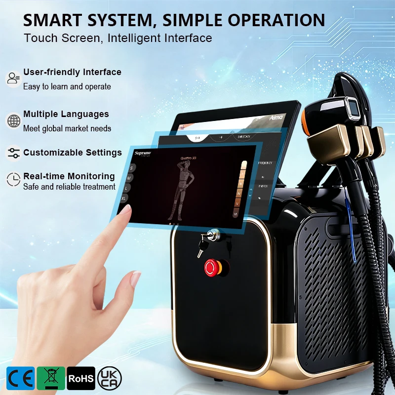 10 Bars FAC 5 Wave Diode Laser Hair Removal Machine Ice Cooling 755/808/830/940/1064nm 4 In 1 RF IPL Permanent Epilation Devic