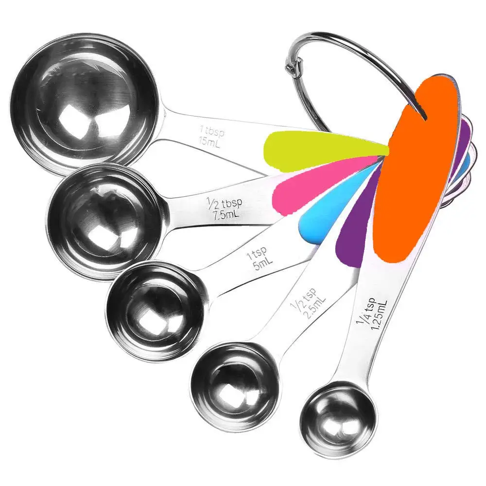 Stainless Steel Measuring Spoons 5 Piece Stackable Set - Measuring Set for Cooking and Baking Measuring Spoon Set