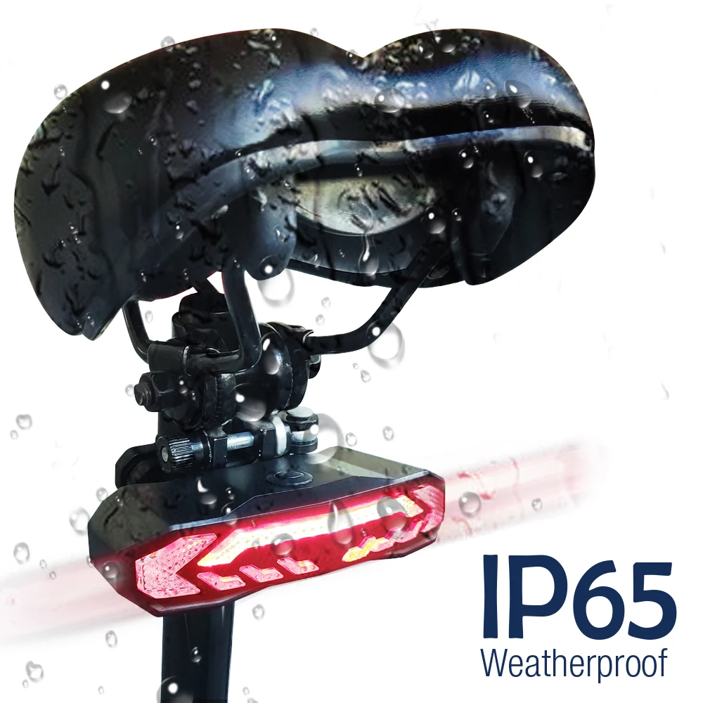 IP65 Waterproof 3 Volume Option Smart Alarm Steering Signal Tail Light Charging Light Emitting Diode Bike Light