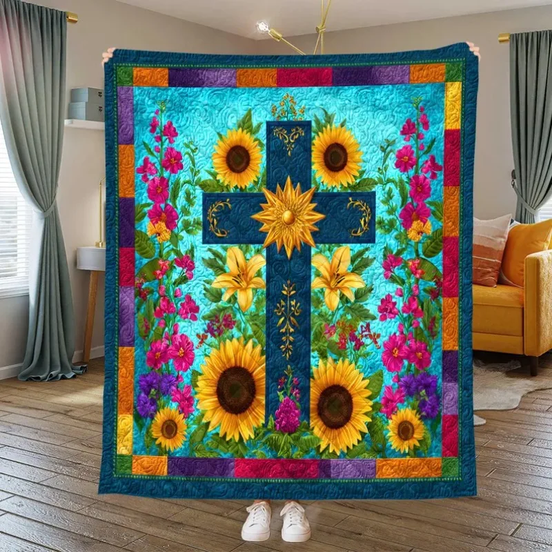 Cross Christian Quilt Blanket for Women Easter Gifts for Catholics Baptism Gifts for Girls Daughter Religious Gift