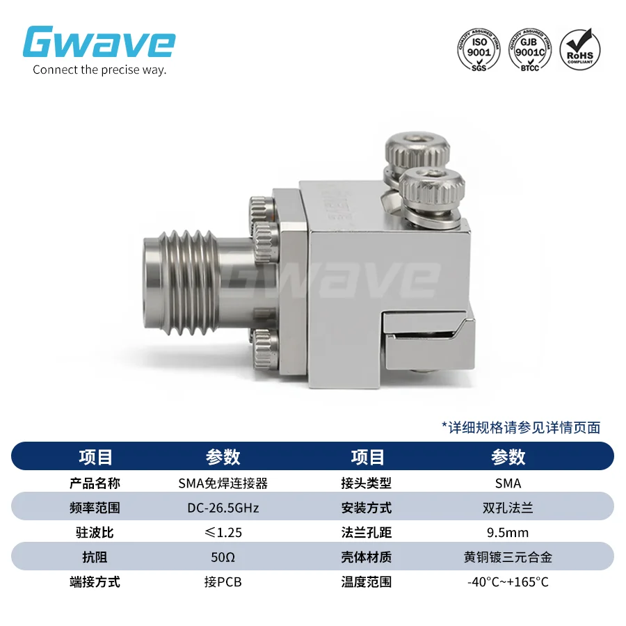SMA-KFD0830 Edge Clamp Center Pin Solder Free Connector DC-26.5GHz