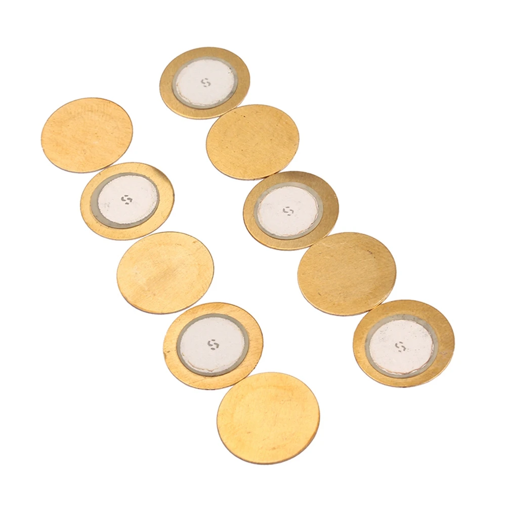 

10 PCS Small Copper Sheet Piezo Buzzer Film Element Gasket Piezoelectric Golden Disc