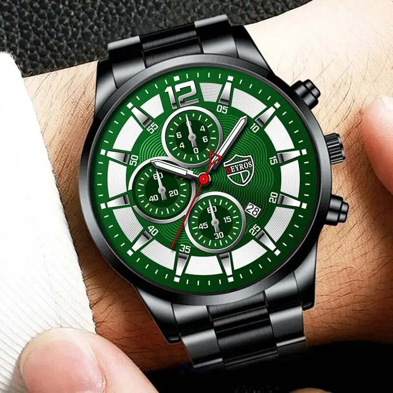 Fashion Men Stainless Steel Watch Luxury Calendar Quartz Wrist Watch Mens Business Watches for Man Luminous Clock