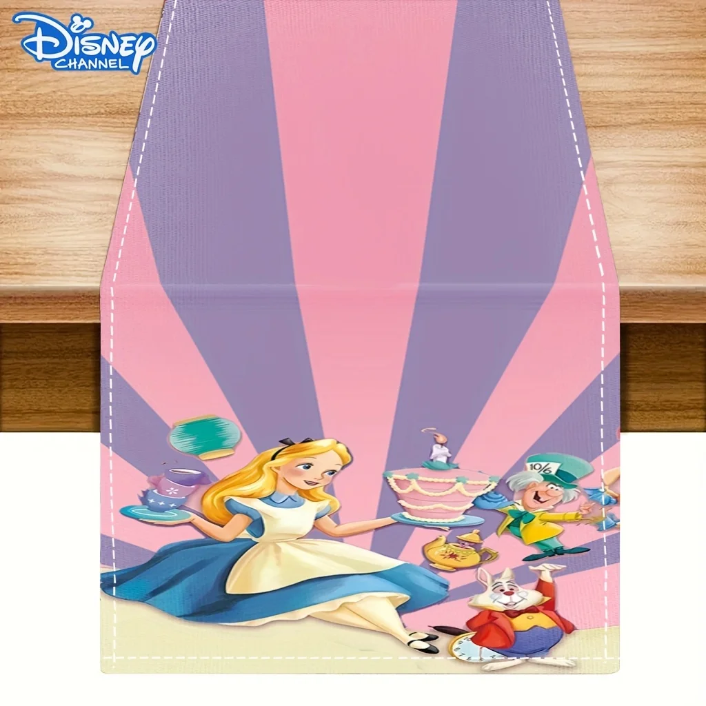 

Цельная дорожка для стола «Алиса в стране чудес» — ярко-фиолетовый и розовый полосатый узор, подходит для столовой в помещении и на открытом воздухе, свадеб, вечеринок и мероприятий.