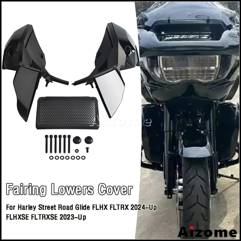 Extended Chin Spoiler Set Front Fairing Lower Cover Air Deflector For Harley Street Road Glide  FLHX FLTRX 24+FLHXSE FLTRXSE 23+