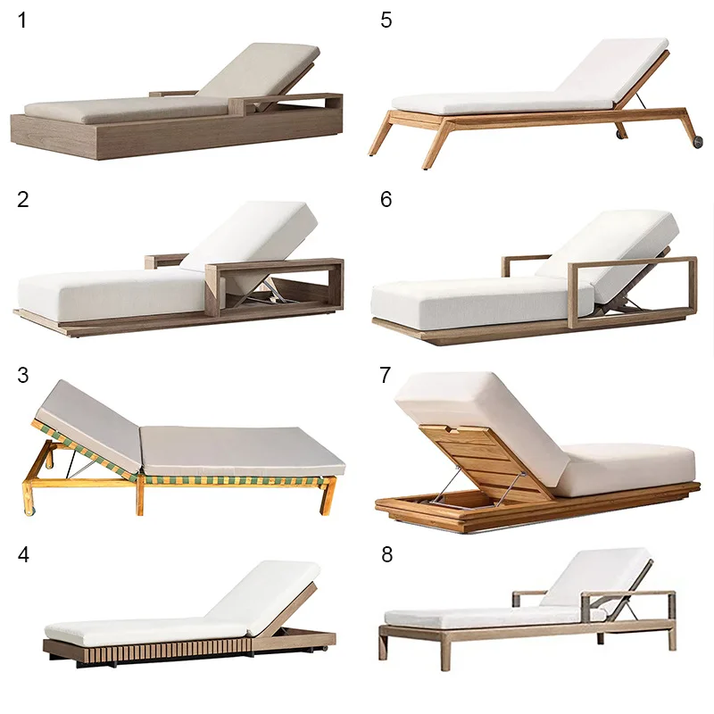 Outdoor   leisure teak lounge villa hotel swimming pool rattan lounge chair outdoor aluminum alloy beach chair