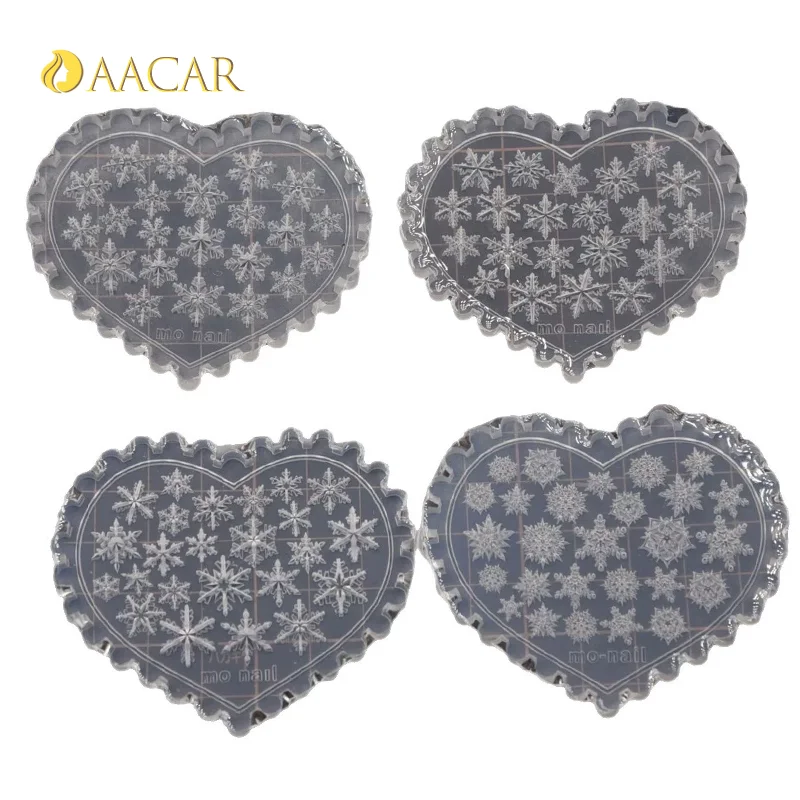 1Pcs Winter Snowflake Nail Art Silicone Mold 3D Embossed Carving Soft Stamping Plate Christmas Reusable DIY Gel Stencils Tool