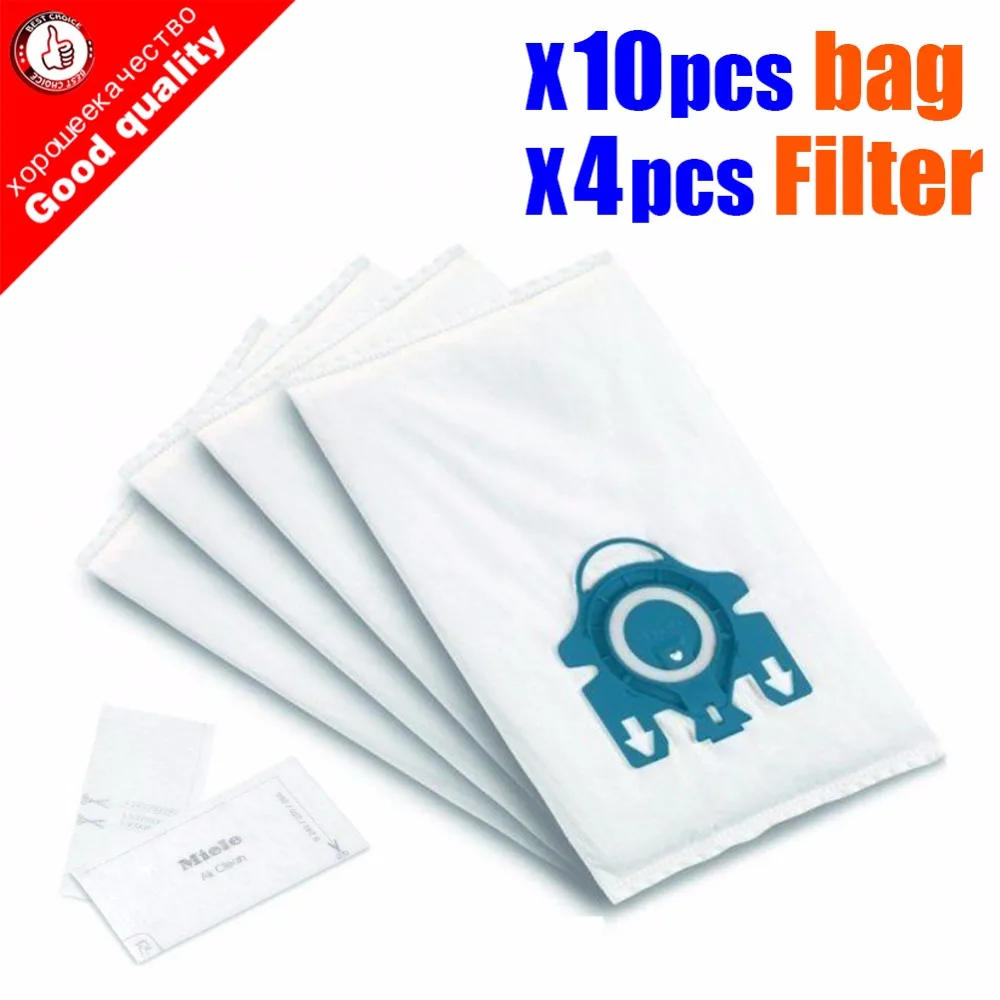 10Pcs/Lot For Miele Type GN Deluxe Synthetic Vacuum & 4 Filters S2 S5 S8 C1 C3 Hepa Vacuum Cleaner DUST BAGS With FILTERS