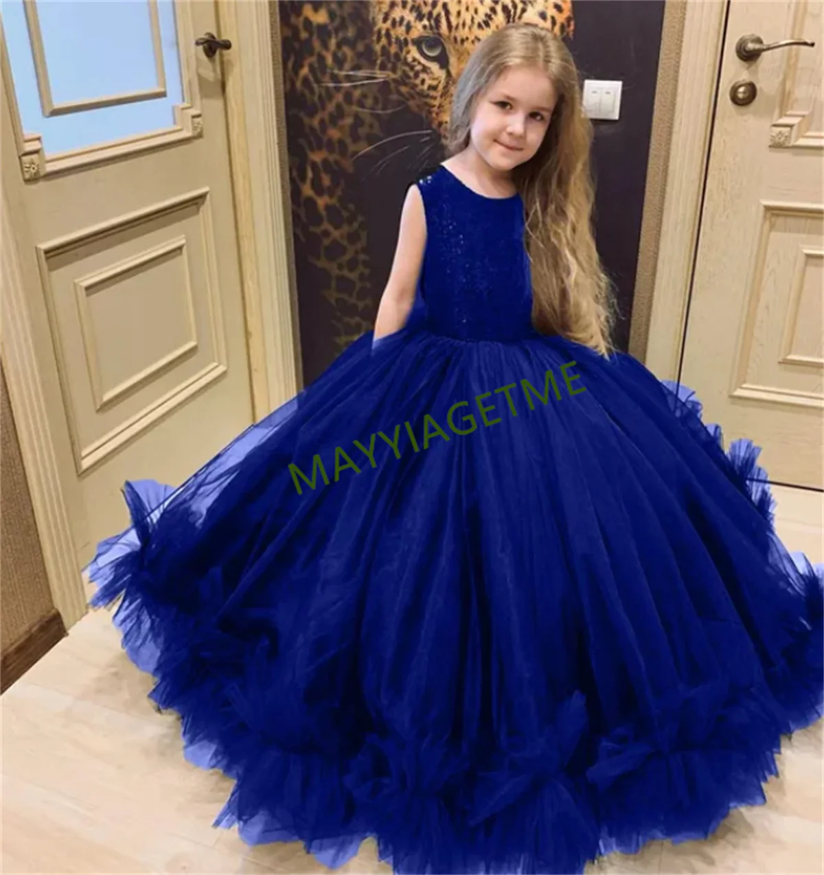 

Little Girls Princess Pageant Dress Kids Backless Wedding Flower Girl Dresses for Toddlers Sequin Tulle Birthday Party Gown