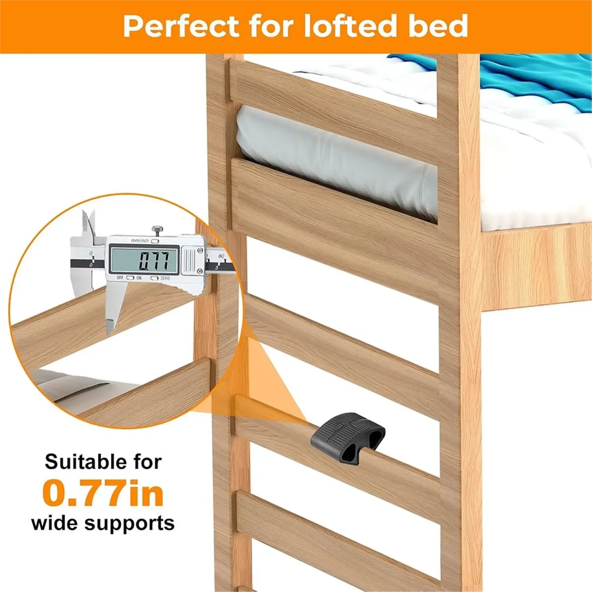 Oct Sale 2 Pack Rubber Bunk Bed Ladder Pads, Anti-Slip Foot Support for Dorm & Loft Steps, Snap on Design Fits 0.77 Inch Rails