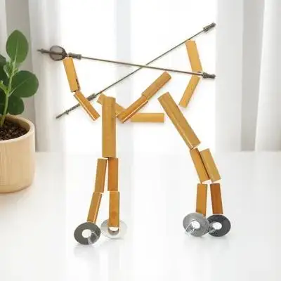 2 Bags Hand Puppet Bamboo Man Material Pack Sixth Grade Kids Toys Iron Chinese Style