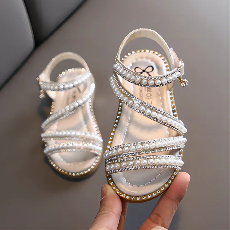 Girl Sandals Summer Fashion Kids Baby Girls Bling Rhinestone Princess Single Sandals For Little Big Girl\'s Shoes