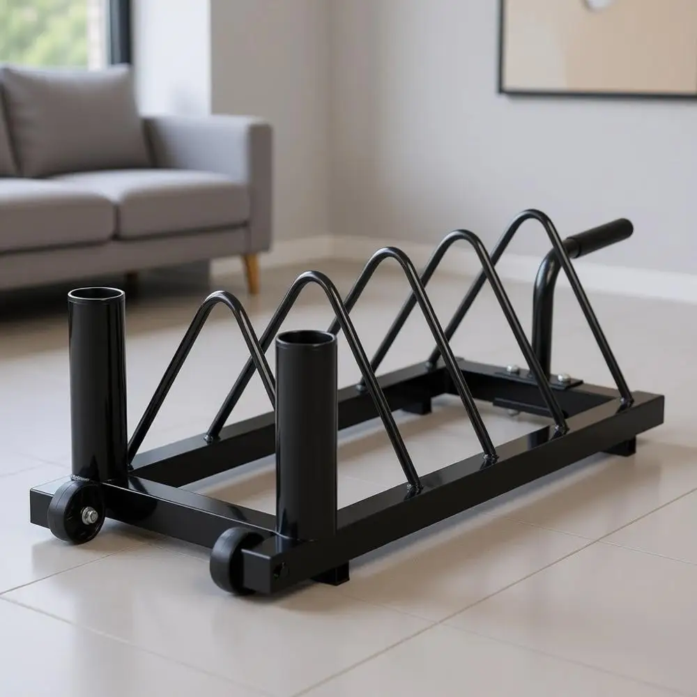 

Портативная передвижная стойка для хранения баров и дисков с ручкой, черная