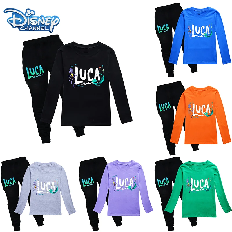 

2pcs Disney Pixar Luca Autumn Baby Boys New Movie Luca T Shirts + Jogging Pants Suits Cartoon Long Sleeves Outfits Clothes Sets