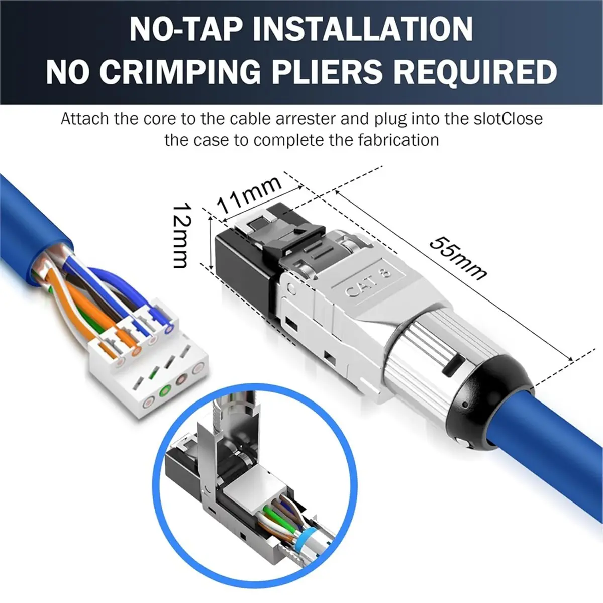 ♠Summer sale♥♦☹ CAT 8 RJ45 Connector Network Connector for Rigid LAN Cable Installation Cable Ethernet LAN Connector,10 GBit/S,A