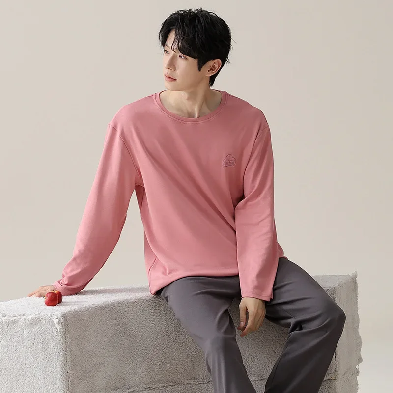 Sleepwear Men's Clothing Suits Autumn Thin Korea Home Simple Cozy Loose Slim Casual Temperament Casual Breathable Cool Mature