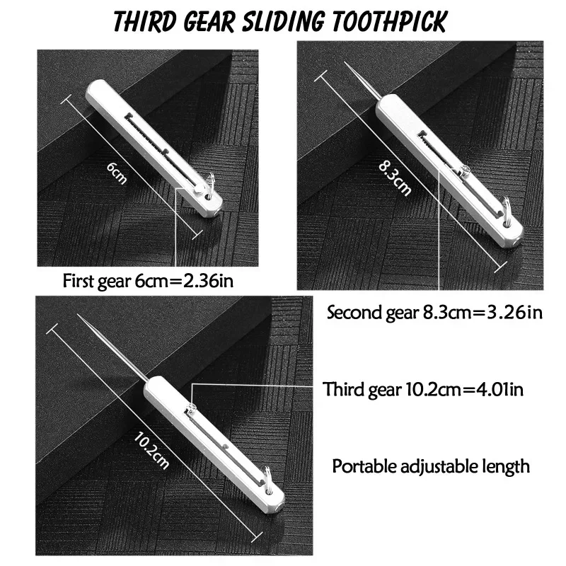 Portable Titanium Alloy All-in-one Toothpick, Tamper-resistant, Express Tool, Telescopic And Anti-slug, Three-gearAdjustable