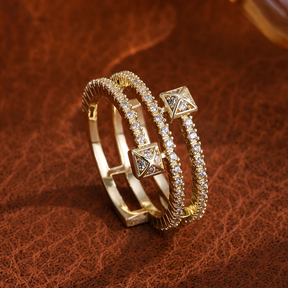 RAKOL Neue Trendy Schmuck Exquisite Vergoldet AAA Zirkon Ring Elegante frauen Öffnung Einstellbar Hochzeit Geschenk