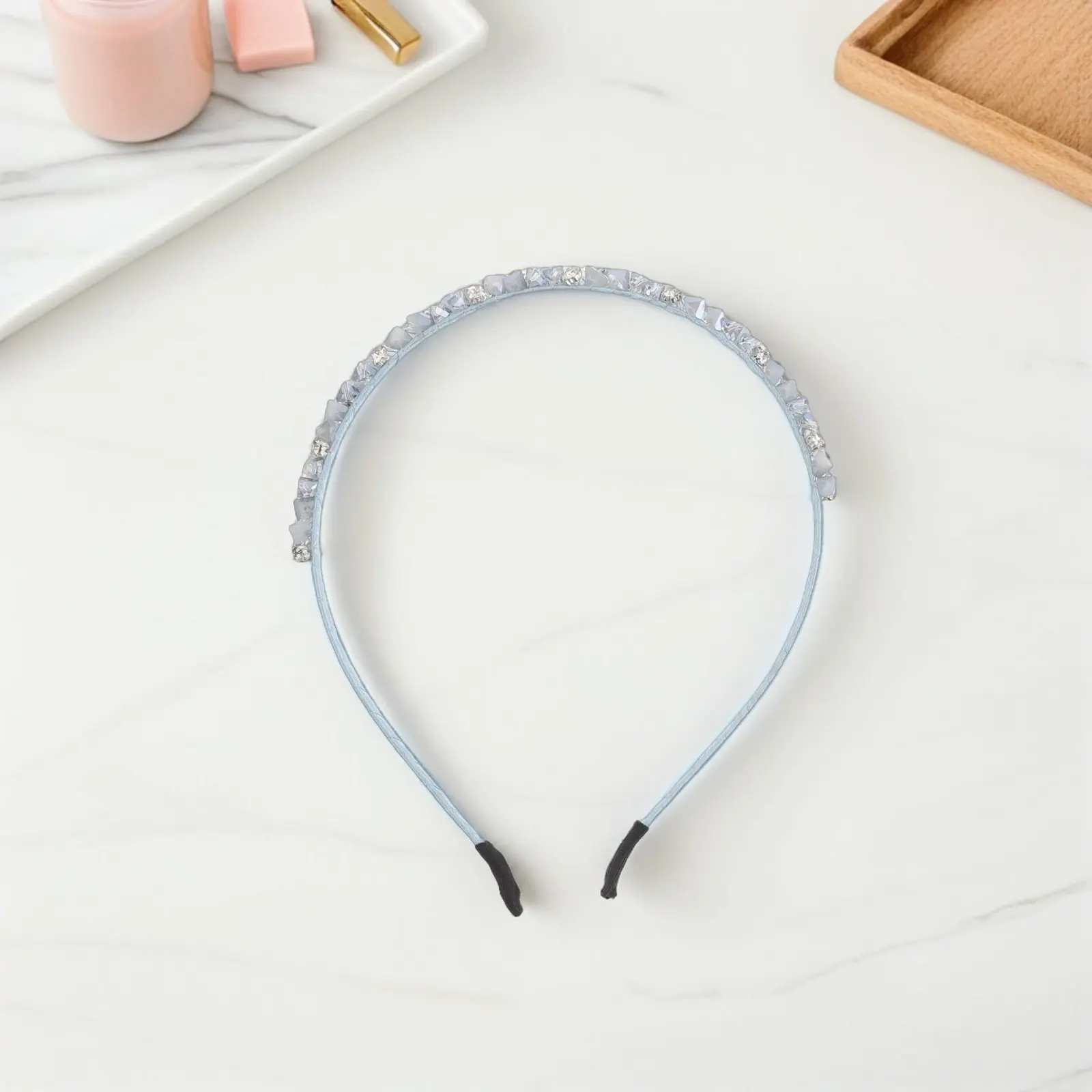 2Pcs Purple Blue Imitation Crystal Headbands Elegant Sparkling Hair Hoop Hair Accessories Wedding Party Daily Wear