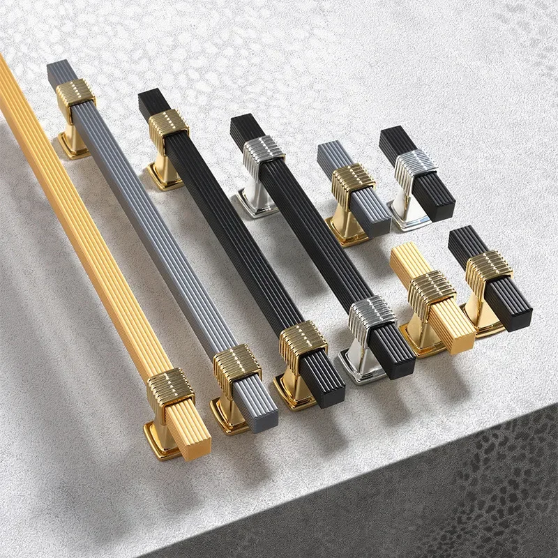 High-end Aluminum Alloy Long Handle Gold Wardrobe Cabinet Door Pulls Furniture Cupboard Door Handles Drawer Knobs