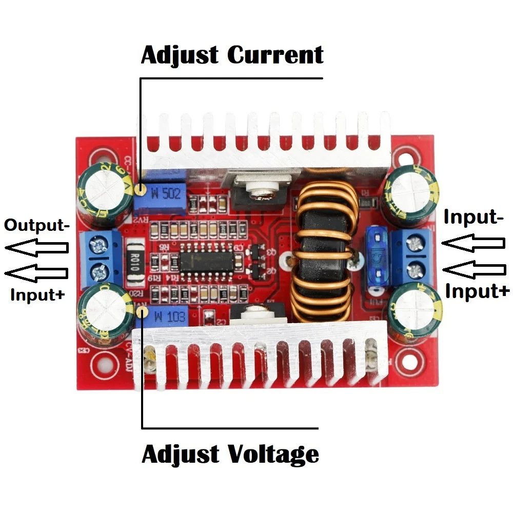 Przetwornica DC-DC 400W 15A Step-up Boost Converter, zasilacz prądu stałego, sterownik LED, moduł podwyższający napięcie 8.5-50V do 10-60V, ładowarka. — zdjęcie 5