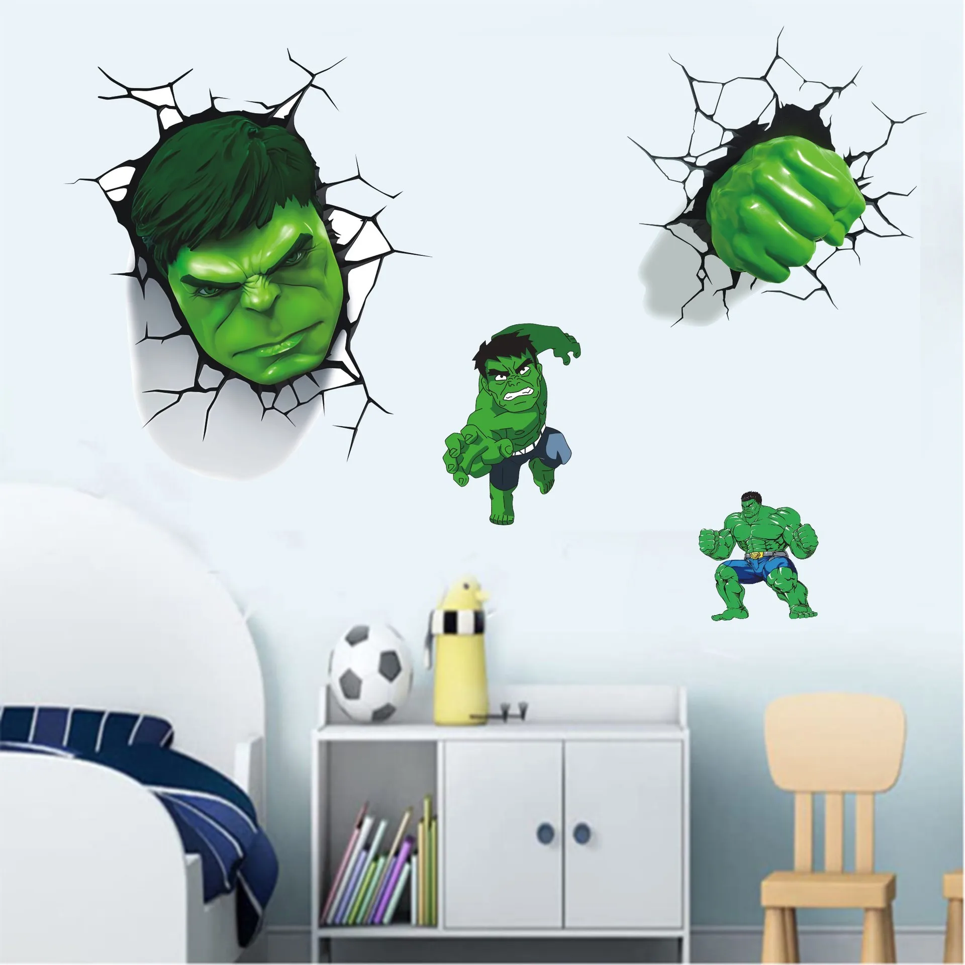 

Marvel Comics The Avengers Movie Children's Room 3D Hulk Wall Sticker Self-adhesive Pvc Cartoon Cartoon Poster Birthday Gift.