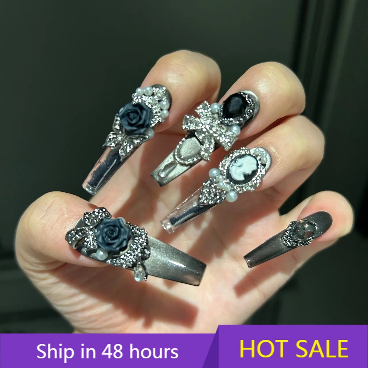 YTYIN اليدوية فتاة حار مسمار الفن المتقدمة فراشة على شكل الرمال الداكنة تتدفق القنب نمط مربع يرتدي درع سلسلة ل Elegan #1