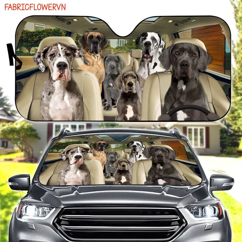 Kerai Mobil Great Dane, Dekorasi Mobil Great Dane, Kaca Depan Great Dane, Pecinta Anjing, Kerai Mobil Anjing, Hadiah untuk Ibu, Hadiah untuk