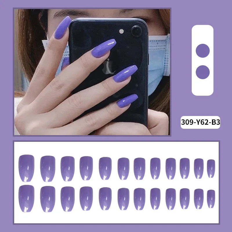 24 stks/set Effen Kleurverloop Verwijderbare Press-On Nail Franse Acryl Dragen Kunstnagels Volledige Dekking Kunstmatige Nep Nagels Tips