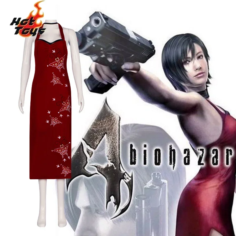 

Movie Secret Service Ada Wong Cosplay Dress Uniform Halloween Christmas Women Red Lace Cheongsam Lingerie Suit Cosplay Costume