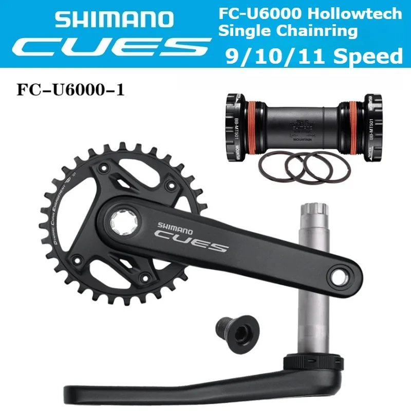 

SHIMANO CUES U6000 FC-U6000 Hollowtech Single Chainring 9/10/11 Speed Chainwheel Teeth 32T Crank Length 170mm/175mm