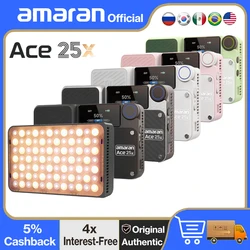 amaran Ace 25x Pocket Bi-Color LED Light Panel Mini Video Light 2700K-6500K 4500mAh Battery with PD Fast Charging for TiKTiok