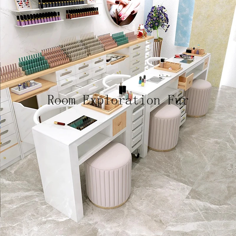 Makeup White Nail Table Luxury Modern Dressing Professional Manicure Table Headboards Mesa Manicura Beauty Furniture LJ50MT