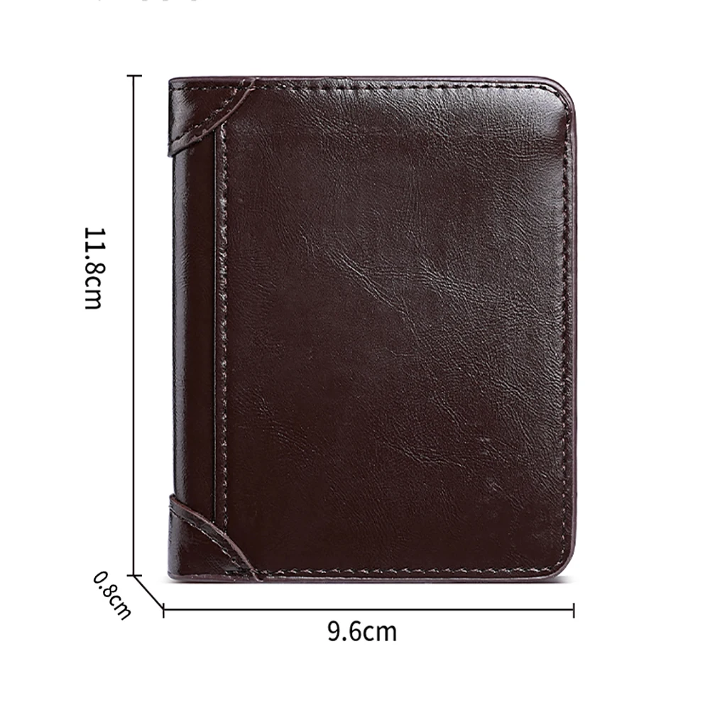 New Retro Vertical Tri-Fold Men's Compact Wallet Anti-Theft Card Reader Bag Driver License Holder