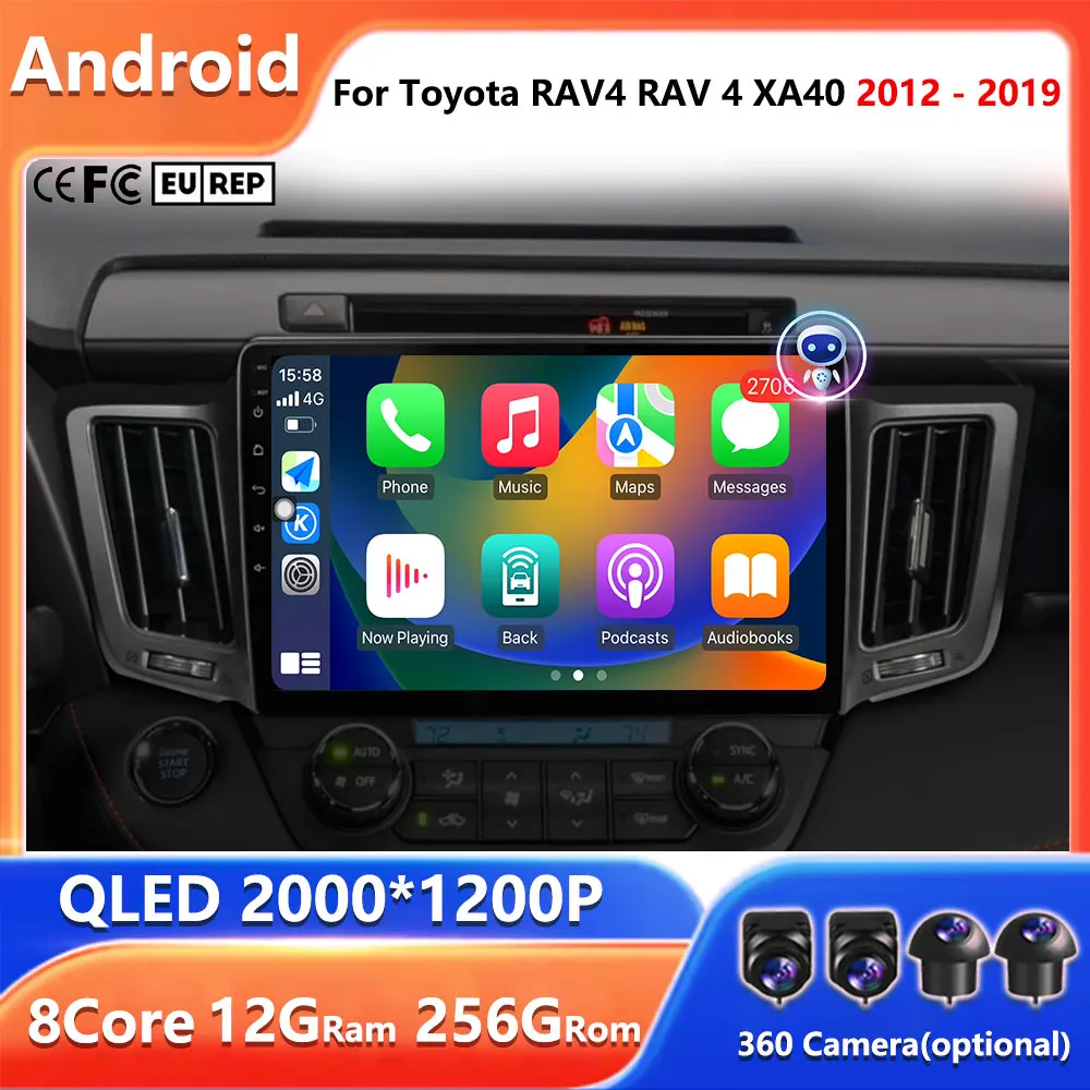 Android Auto Wireless Carplay Car radio For Toyota RAV4 RAV 4 XA40 2012 - 2019 Stereo Multimedia Tools Fan GPS Navigation