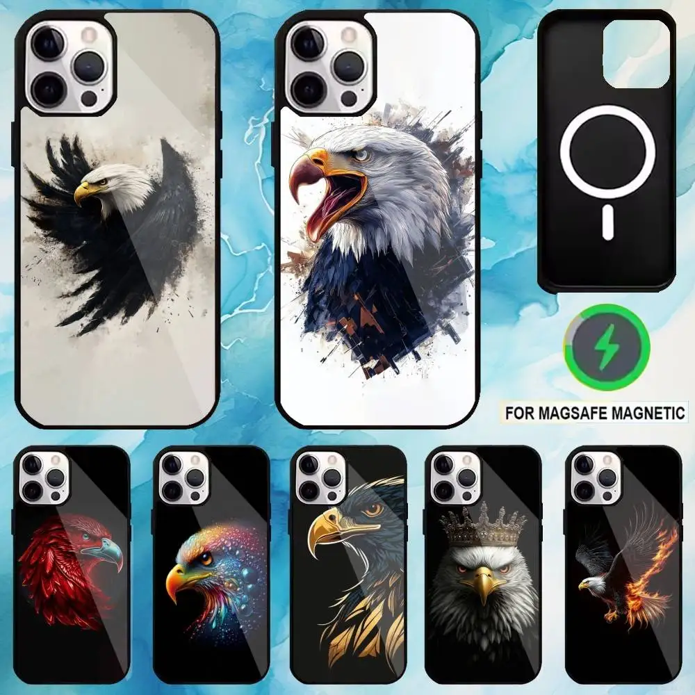 

Birds COOL Eagle Phone Case For iPhone17,16,15,14,13,12,11 Plus,Pro Max Magnetic Magsafe Wireless Charging
