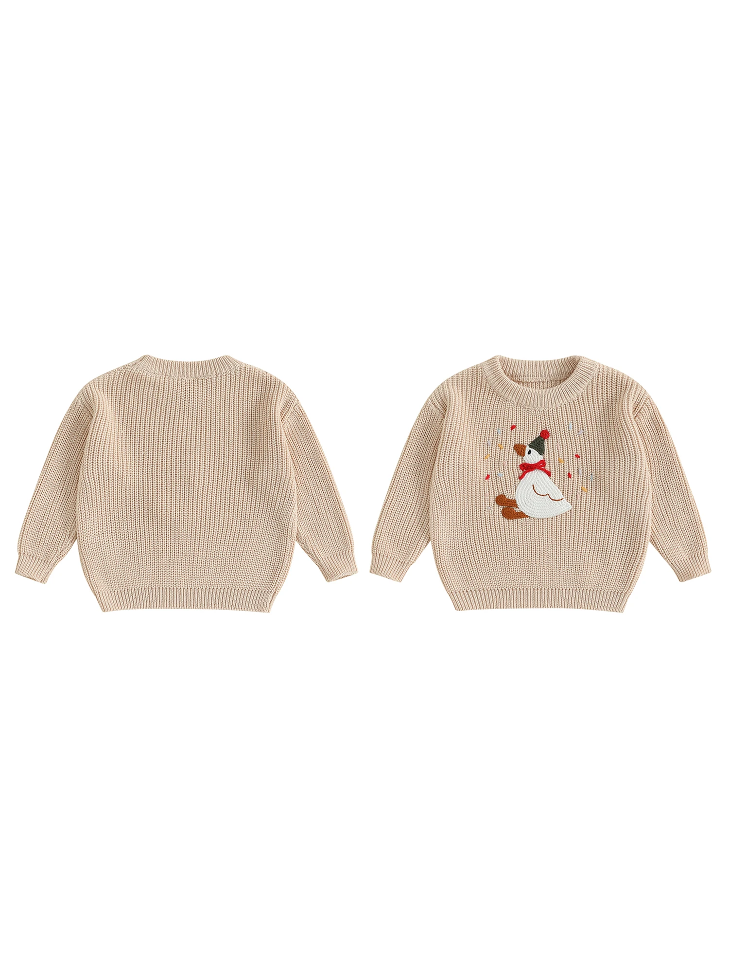 

Infant Winter Knitwear Cozy Crew Neck Jolly Duckling Applique Jumper Newborn Autumn Outfit Warm Pullover Sweatshirt