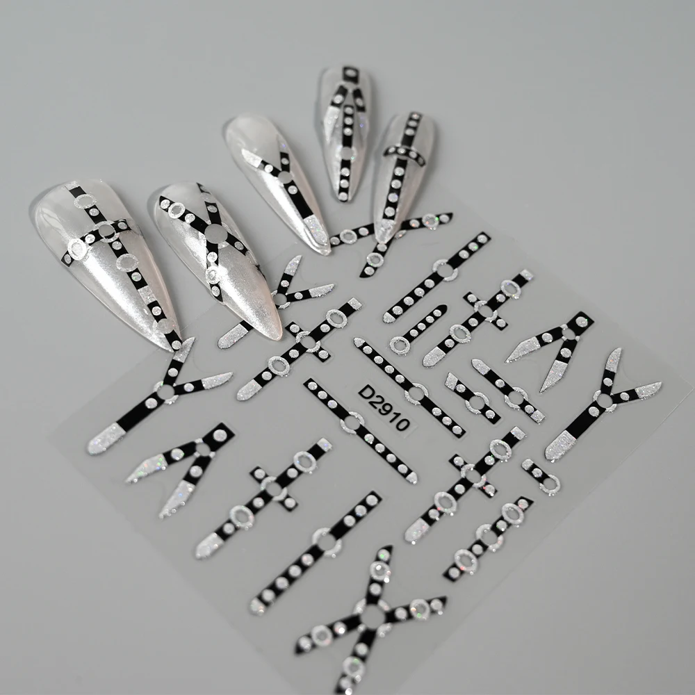 2 قطعة 5D القوطية الشرير مسمار الفن ملصق حزام المشارب بريق مسمار الشارات الأسود ضمادة ذاتية اللصق المتزلجون لجميع القديسين مانيكير