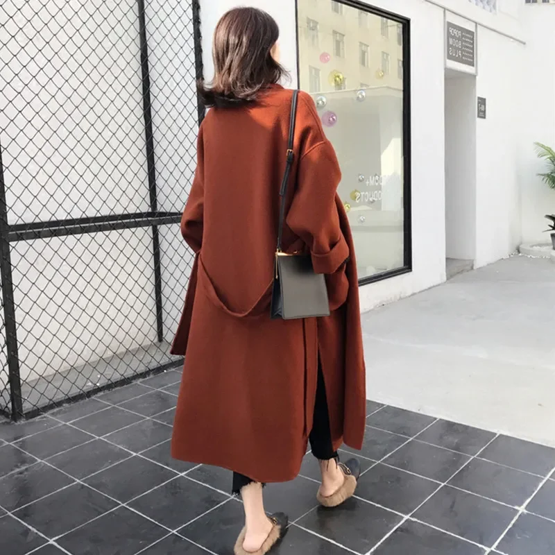 

Coat women's medium and long autumn and winter popular new Korean version loose college wind Mori women's woolen coat