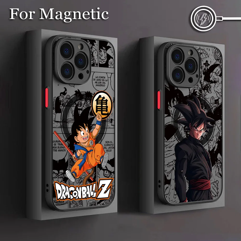 Handyhülle für iPhone 17 16 15 14 13 12 11 Pro Max Mini XR XS X Plus Matte Magnetische Rückseite Coole Goku Anime Dragon Ball