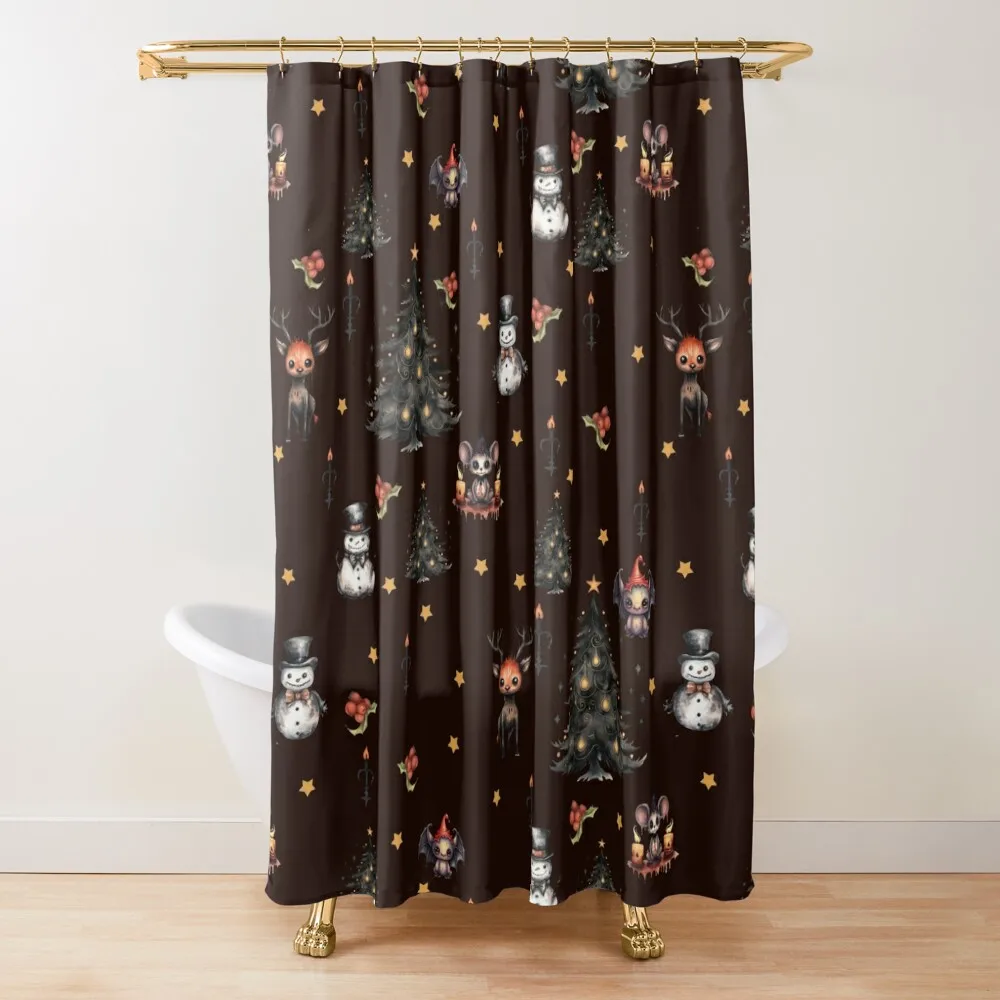 

Gothic Christmas Tree Snowman Animals Shower Curtain Bathroom For Shower Shower Waterproof Anti-Mold Waterproof Curtain