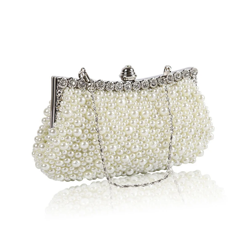 Luxury Pearl Beaded Handbags Women Evening Clutch For Wedding Banquet Party Stylish Chain Handbags 2023 Vintage Fashion Purse