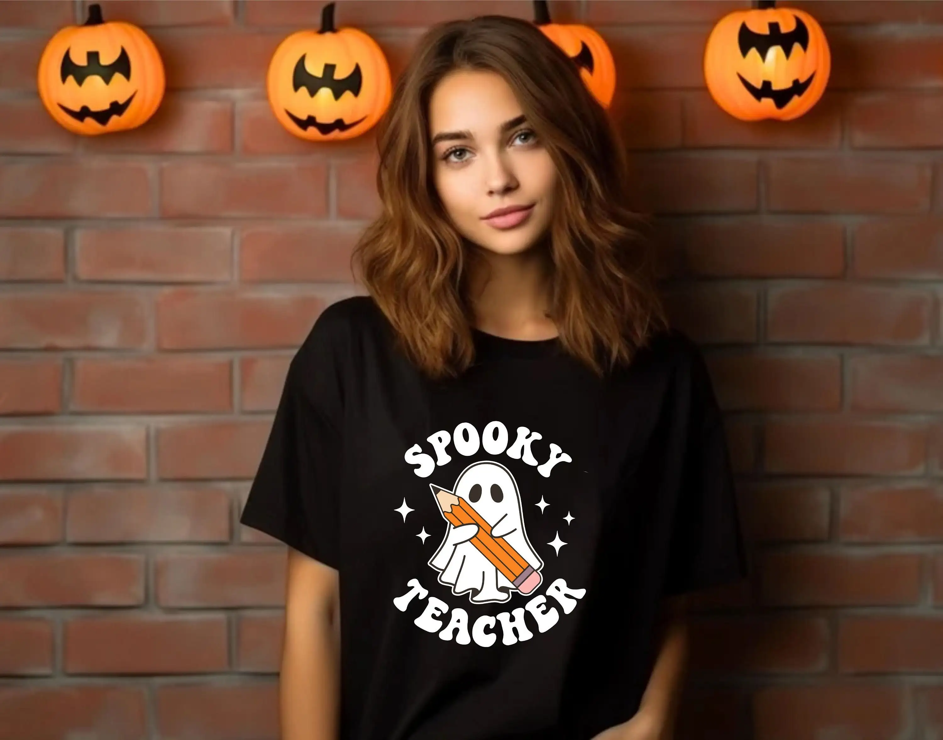 Spooky Teacher T Shirt Halloween Trick Or Treat Vibes S Month