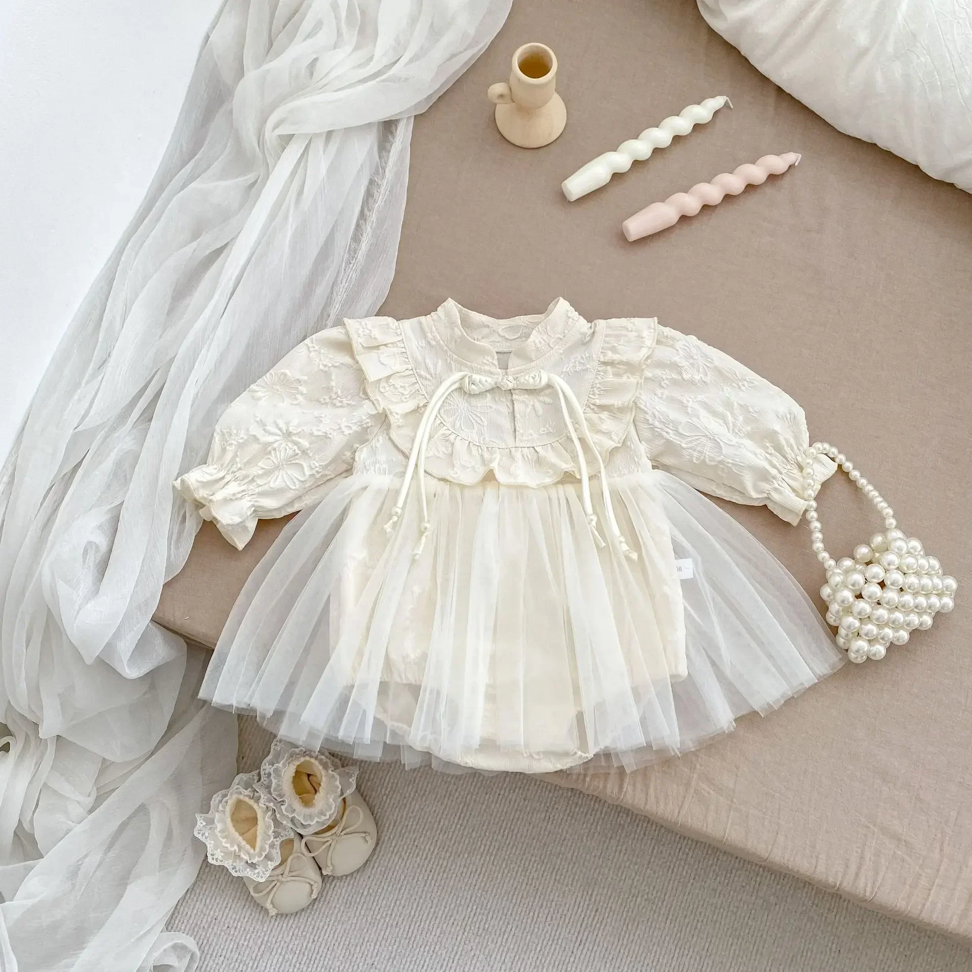 Autumn New Long Sleeve Baby Girl's Dress Princess Gauze Skirt Dress 4327  Newborn Clothes 2025