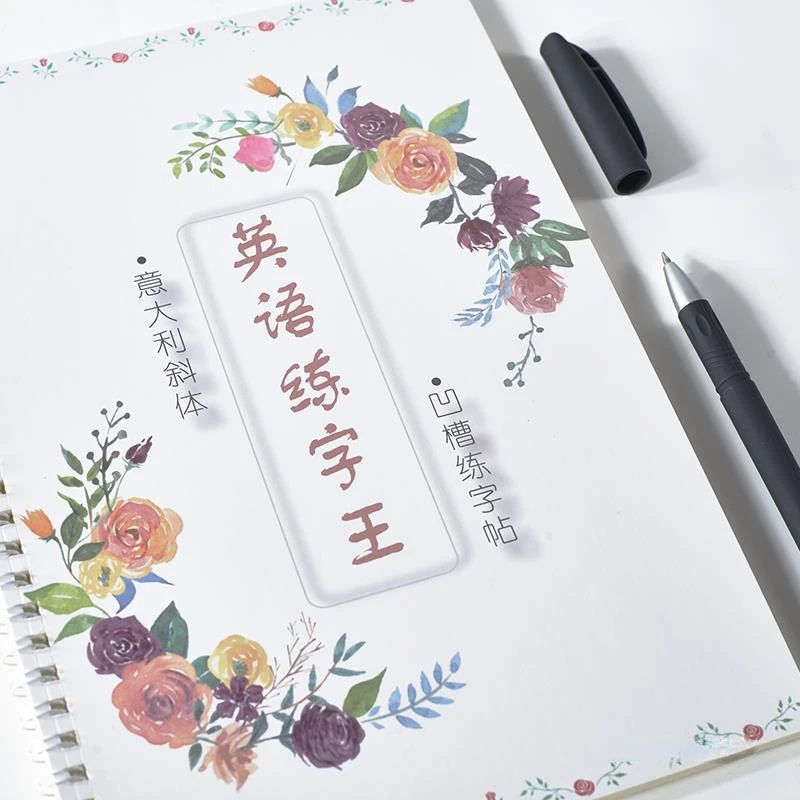 Italy English Copybook Italic Reusable Italian Italicized Calligraphy for Students and Children To Practice English Free Pen